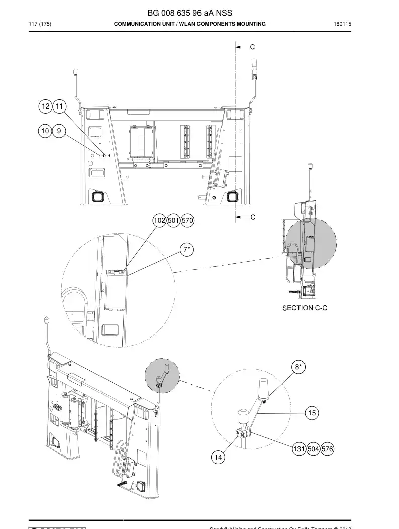 BG00493076b BG 004 930 76b Communication Unit - Sandvik Technical Drawing