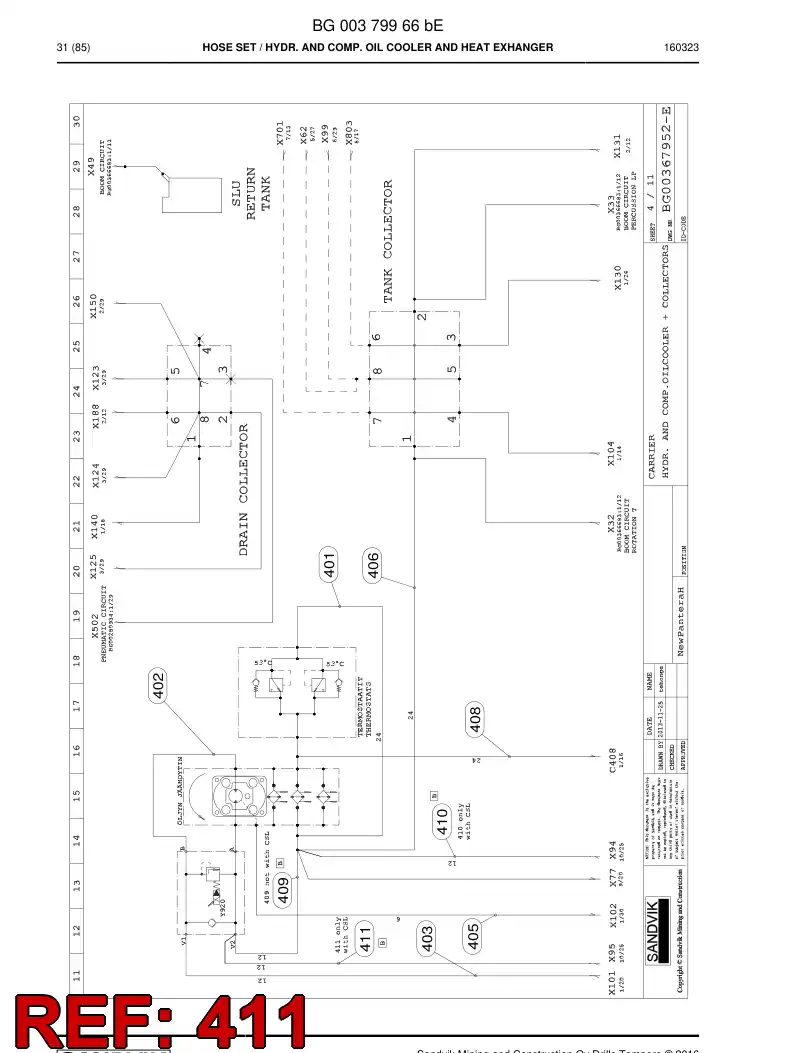 BG00493712a BG 004 937 12a Hose Assembly, Hydraulic - Sandvik Technical Drawing