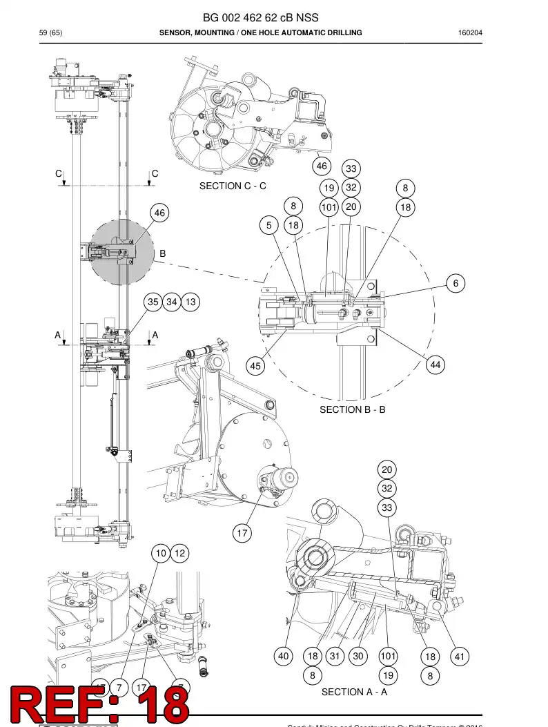 BG00493784a BG 004 937 84a bearing, plain - Sandvik Technical Drawing