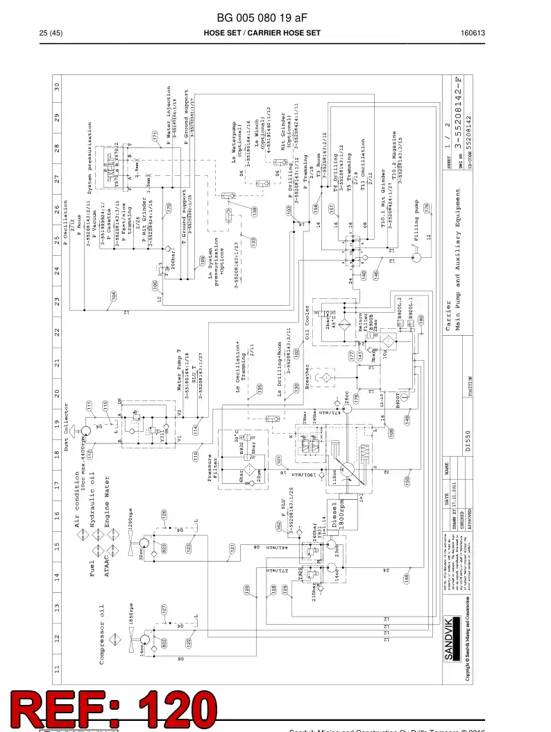 BG00496518a BG 004 965 18a Hose Assembly, Hydraulic - Sandvik Technical Drawing