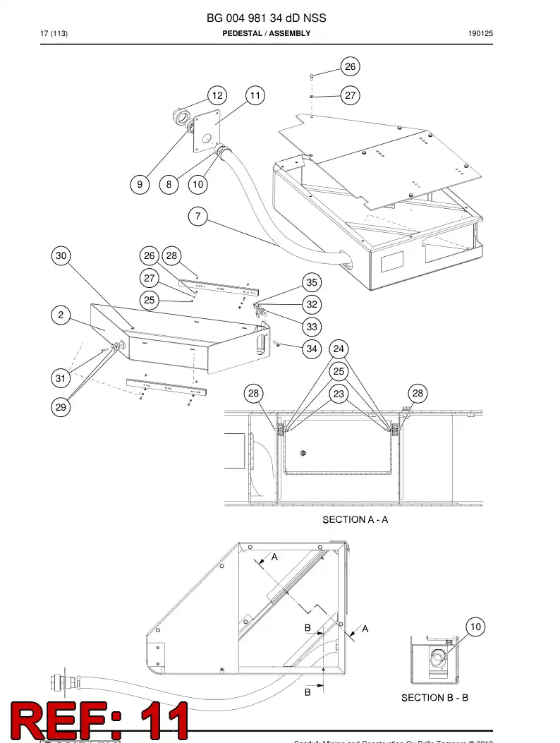 BG00497724a BG 004 977 24a Plate, Bulkhead - Sandvik Technical Drawing