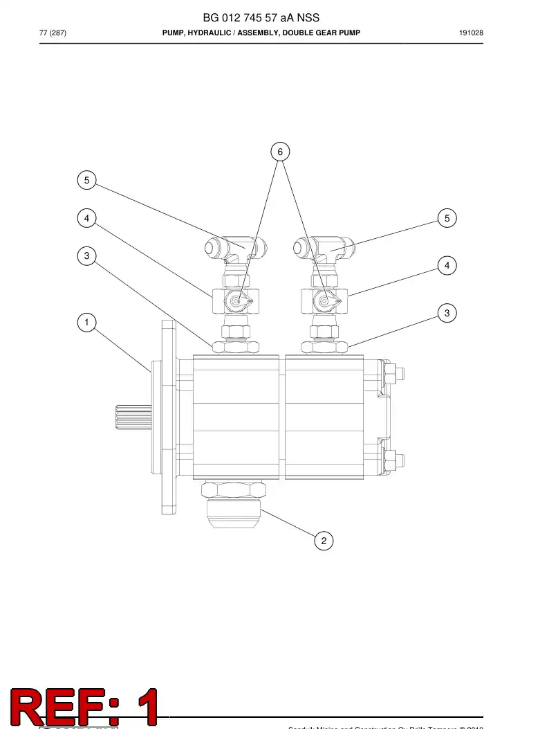 BG00497857a BG 004 978 57a Pump, Hydraulic - Sandvik Technical Drawing