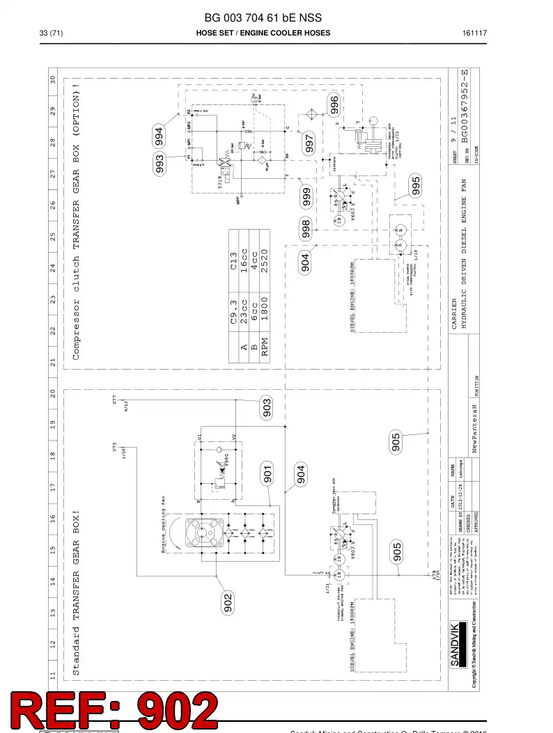 BG00497876a BG 004 978 76a Hose Assembly, Hydraulic - Sandvik Technical Drawing