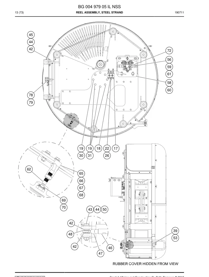 BG00497905l BG 004 979 05l Reel Assembly, Steel Strand - Sandvik Technical Drawing
