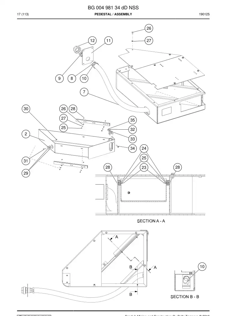 BG00498134d BG 004 981 34d Pedestal - Sandvik Technical Drawing