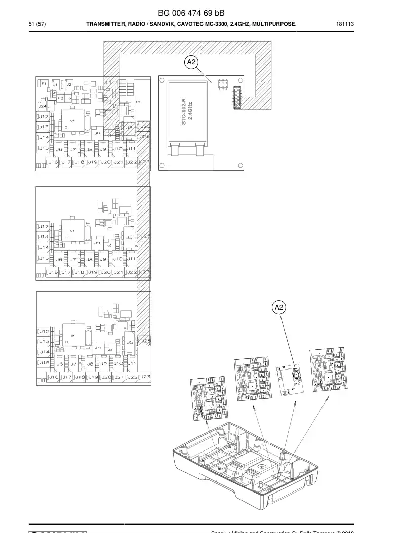 BG00498696a BG 004 986 96a Circuit Board - Sandvik Technical Drawing