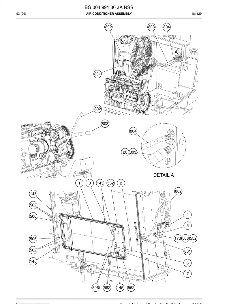 BG00499130a BG 004 991 30a Air Conditioner Assembly - Sandvik Technical Drawing