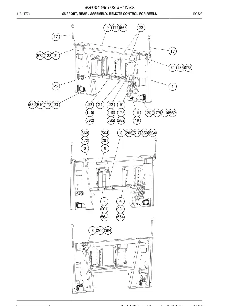 BG00499502b BG 004 995 02b Support, Rear - Sandvik Technical Drawing