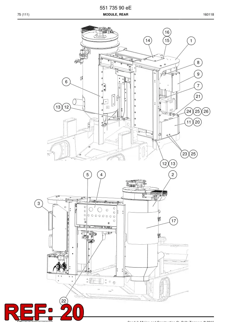 BG00500289c BG 005 002 89c Cover, Battery - Sandvik Technical Drawing