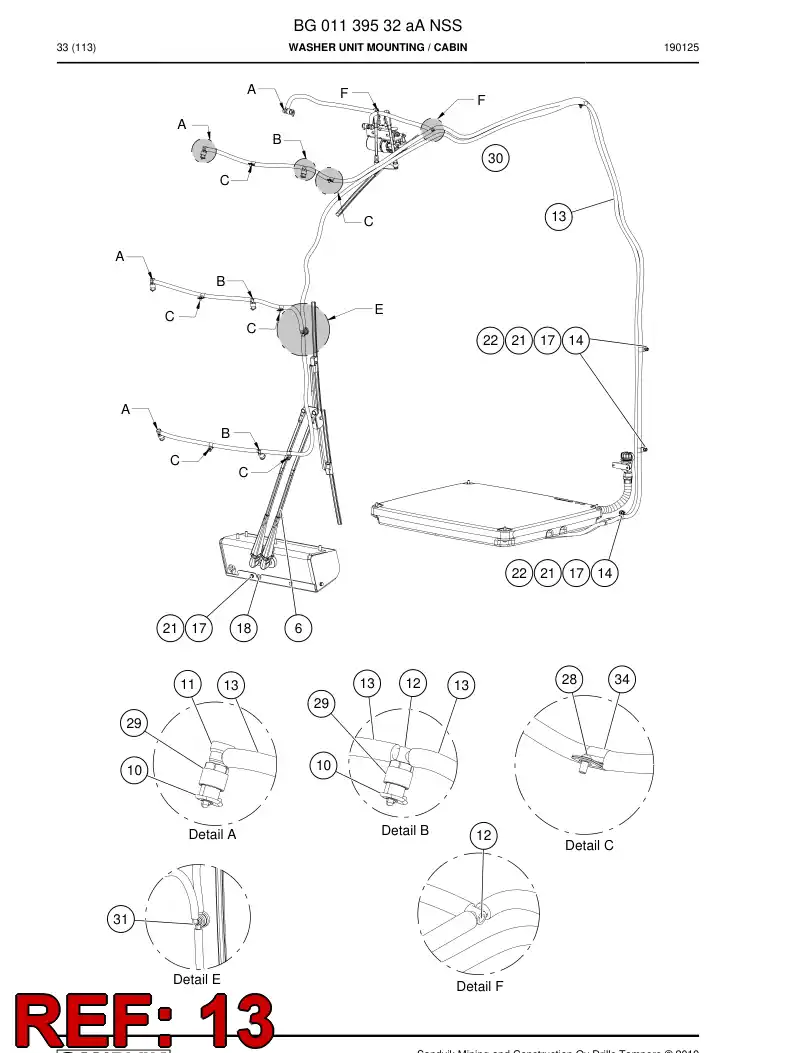BG00500298c BG 005 002 98c Hose, Water - Sandvik Technical Drawing