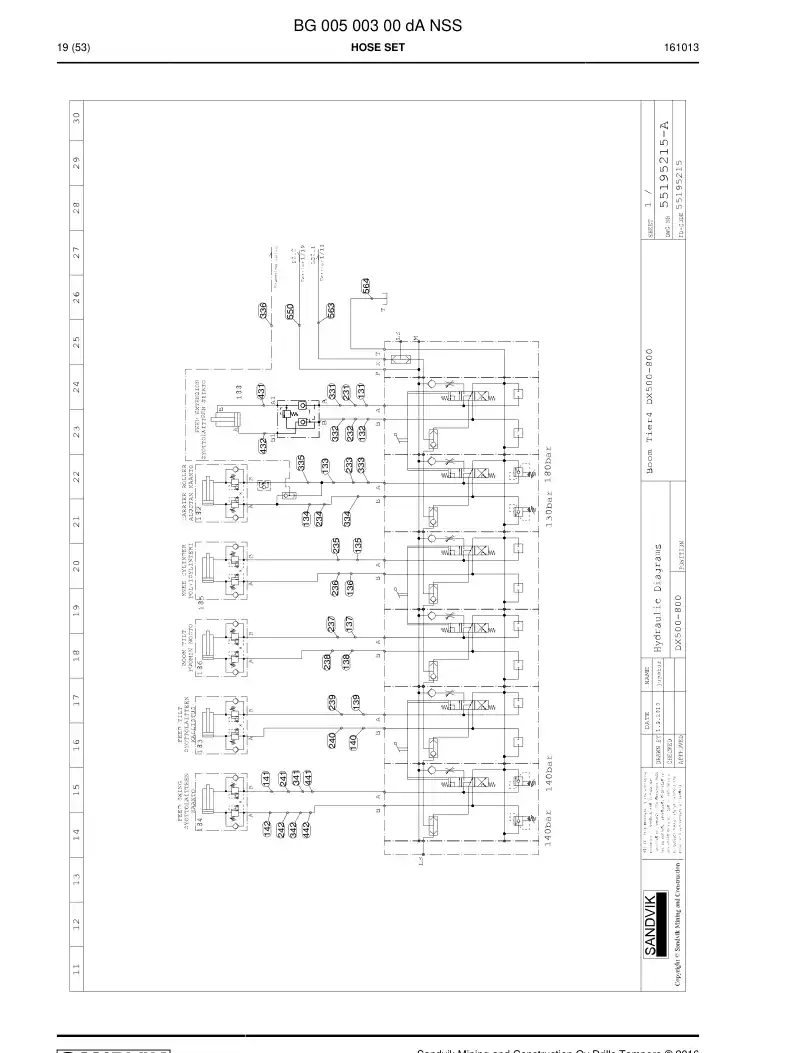 BG00500300d BG 005 003 00d Hose set - Sandvik Technical Drawing
