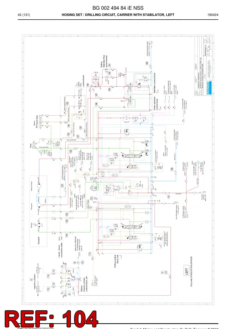BG00500305a BG 005 003 05a Hose Assembly, Hydraulic - Sandvik Technical Drawing