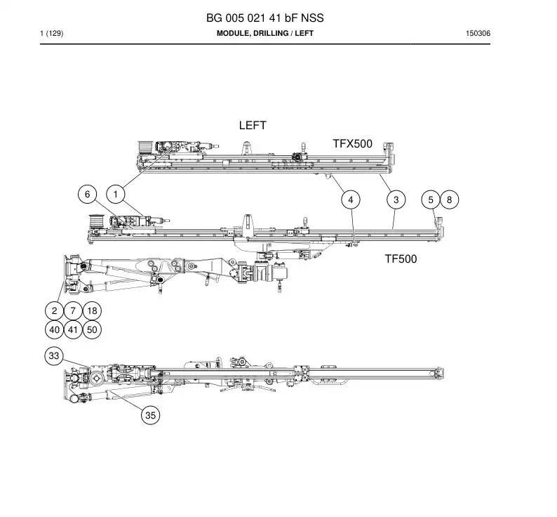 BG00502141b BG 005 021 41b Module, Drilling - Sandvik Technical Drawing