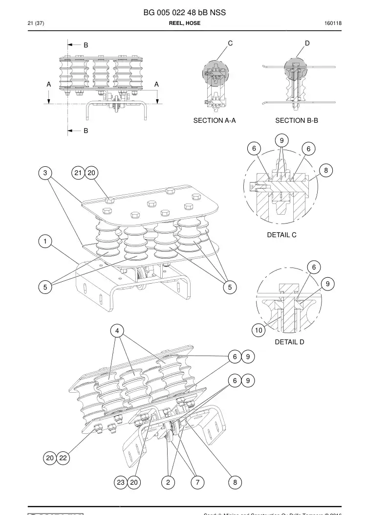 BG00502248b BG 005 022 48b Reel, Hose - Sandvik Technical Drawing