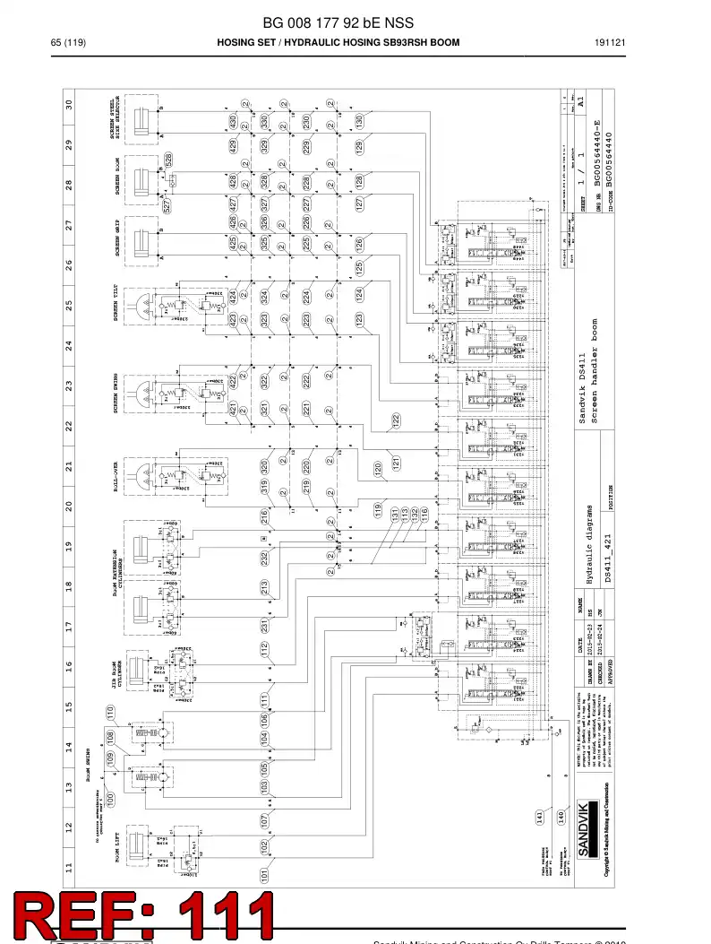 BG00503371a BG 005 033 71a Hose Assembly, Hydraulic - Sandvik Technical Drawing