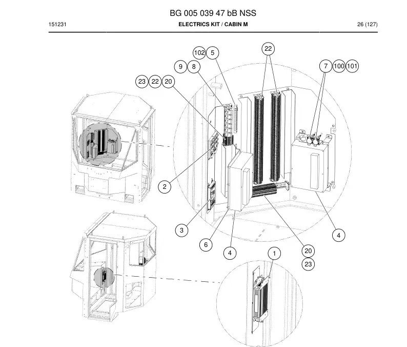 BG00503947b BG 005 039 47b Electrics Kit - Sandvik Technical Drawing