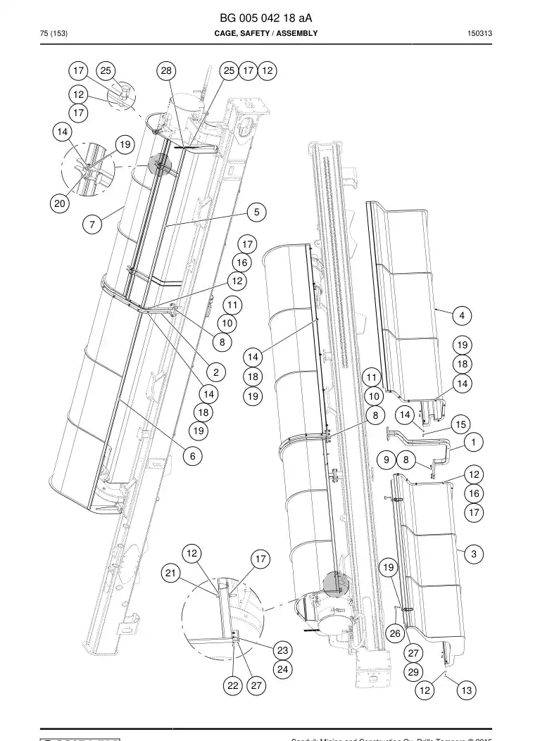 BG00504218a BG 005 042 18a Cage, Safety - Sandvik Technical Drawing
