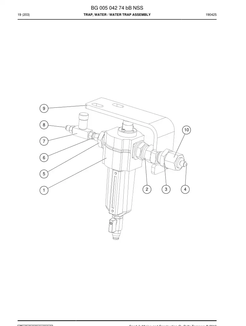 BG00504274b BG 005 042 74b Trap, Water - Sandvik Technical Drawing