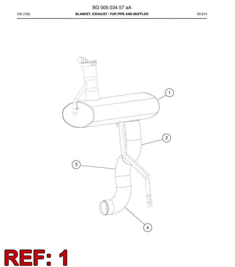 BG00504458a BG 005 044 58a Blanket, Exhaust - Sandvik Technical Drawing
