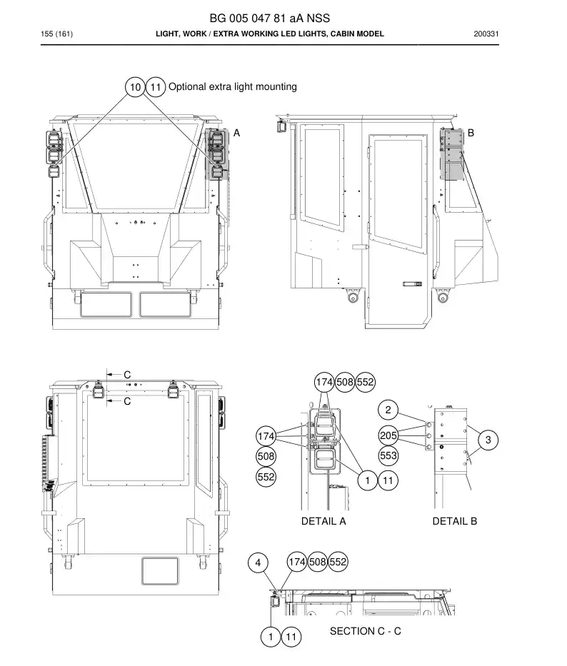 BG00504781a BG 005 047 81a Light, Work - Sandvik Technical Drawing