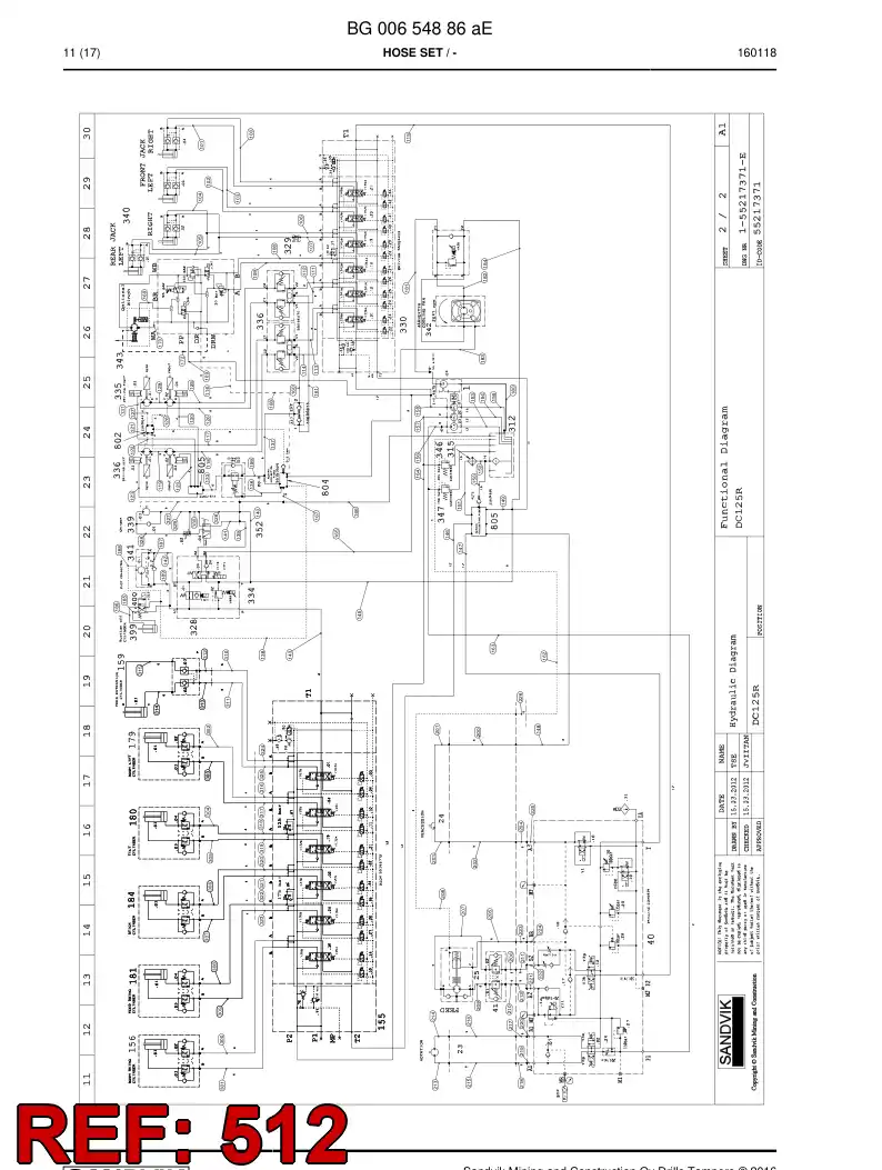 BG00505121a BG 005 051 21a Hose Assembly, Air - Sandvik Technical Drawing