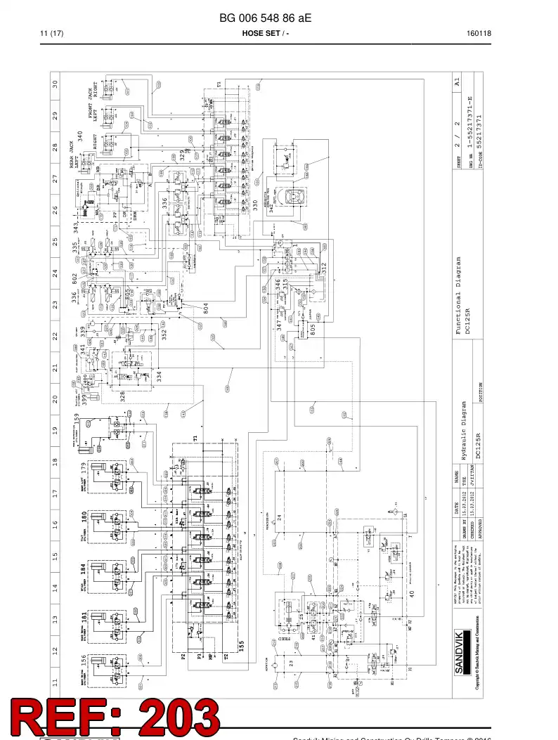 BG00505339a BG 005 053 39a Hose Assembly, Hydraulic - Sandvik Technical Drawing