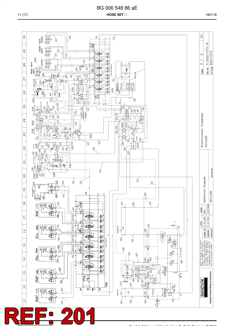 BG00505340a BG 005 053 40a Hose Assembly, Hydraulic - Sandvik Technical Drawing