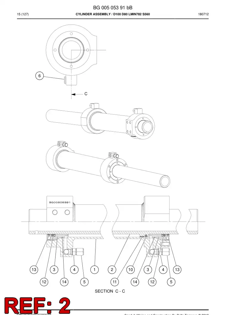 BG00505393b BG 005 053 93b Rod, PISTON - Sandvik Technical Drawing