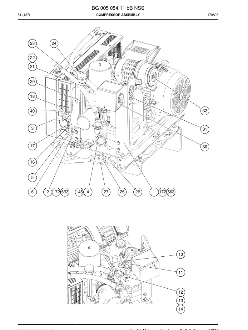BG00505411b BG 005 054 11b Compressor Assembly - Sandvik Technical Drawing