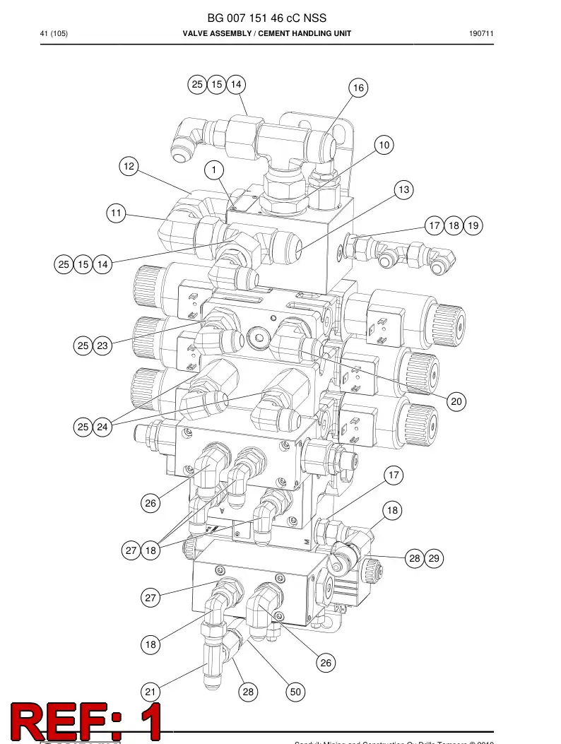 BG00506542d BG 005 065 42d Valve Assembly, Directional - Sandvik Technical Drawing