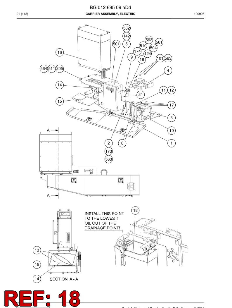 BG00507745a BG 005 077 45a Inlet, Connector - Sandvik Technical Drawing