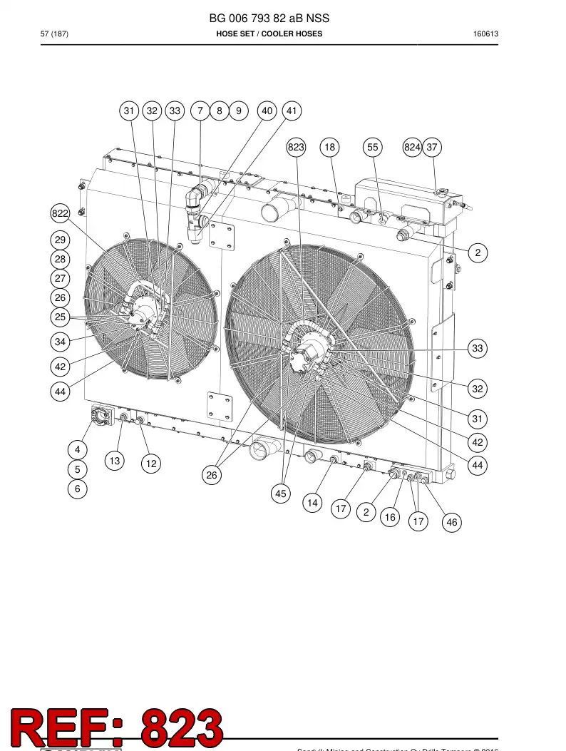 BG00507785a BG 005 077 85a Hose Assembly, Hydraulic - Sandvik Technical Drawing
