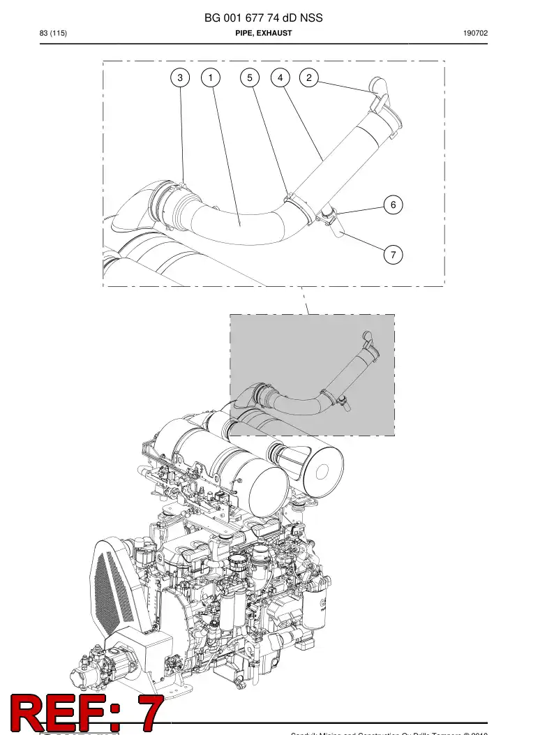BG00508493a BG 005 084 93a Pipe, Suction - Sandvik Technical Drawing