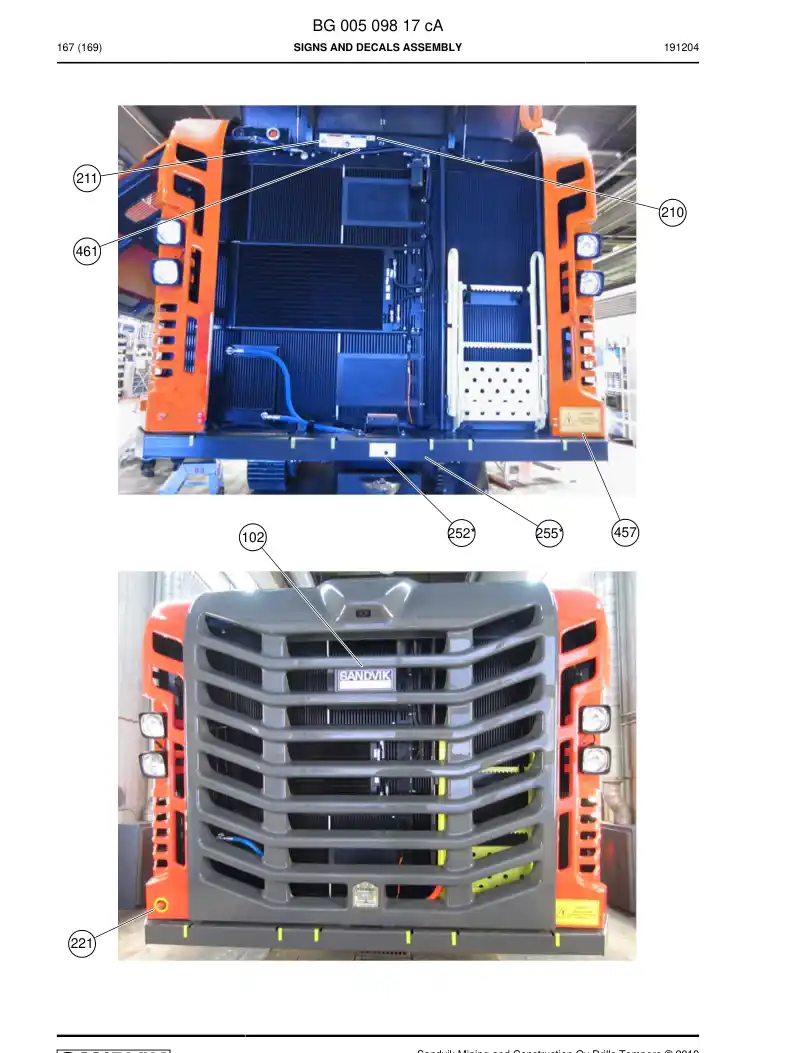 BG00509817c BG 005 098 17c Signs And Decals Assembly - Sandvik Technical Drawing