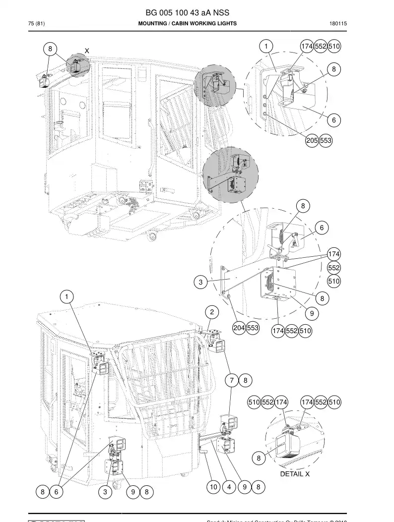 BG00510043a BG 005 100 43a MONTAGEM - Sandvik Technical Drawing