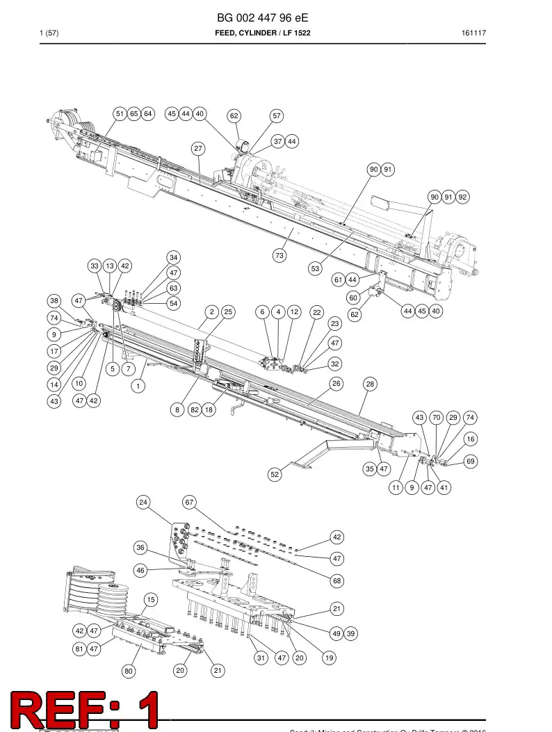 BG00510398a BG 005 103 98a Beam, Feed - Sandvik Technical Drawing