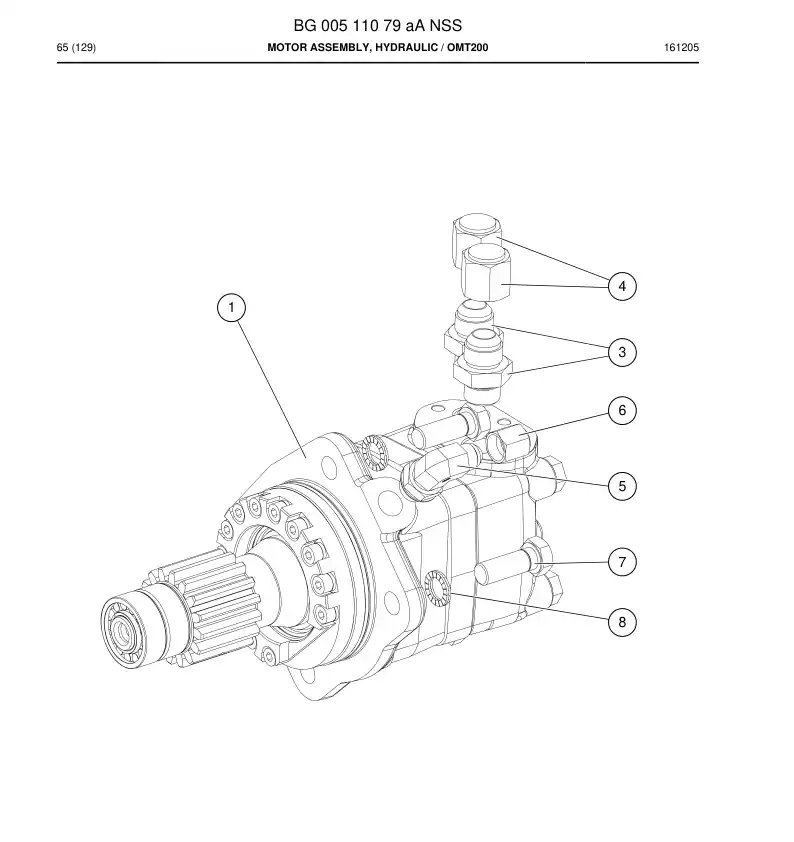 BG00511079a BG 005 110 79a Motor Assembly, Hydraulic - Sandvik Technical Drawing