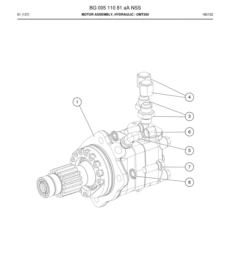 BG00511081a BG 005 110 81a Motor Assembly, Hydraulic - Sandvik Technical Drawing