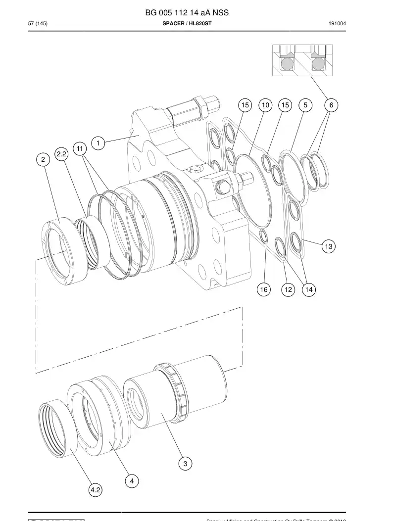 BG00511214a BG 005 112 14a Spacer - Sandvik Technical Drawing