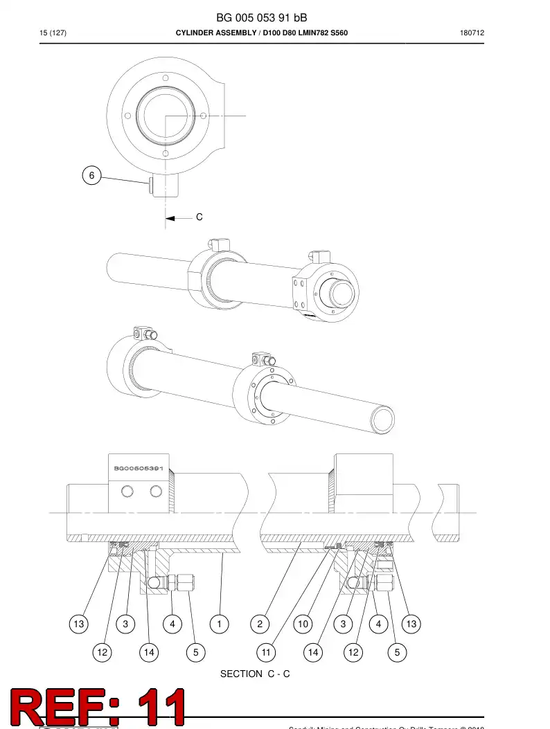 BG00512797a BG 005 127 97a Ring, Guide - Sandvik Technical Drawing