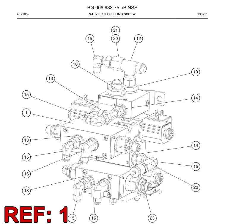 BG00512991b BG 005 129 91b Valve Assembly, Directional - Sandvik Technical Drawing