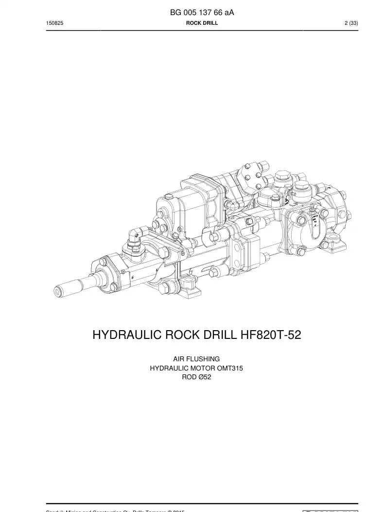 BG00513766a BG 005 137 66a Rock Drill - Sandvik Technical Drawing