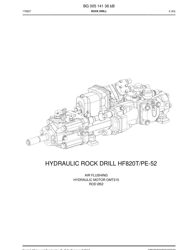 BG00514136b BG 005 141 36b Rock Drill - Sandvik Technical Drawing
