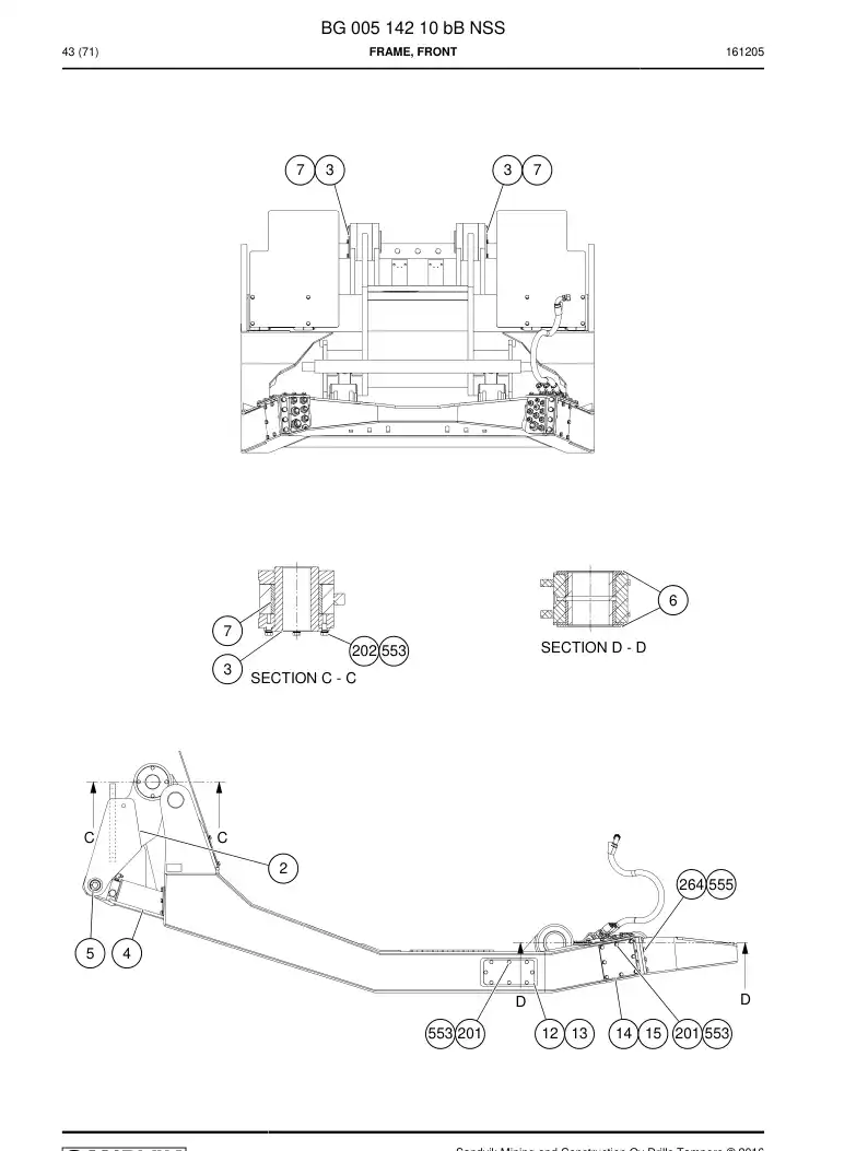 BG00514210b BG 005 142 10b Frame, Front - Sandvik Technical Drawing