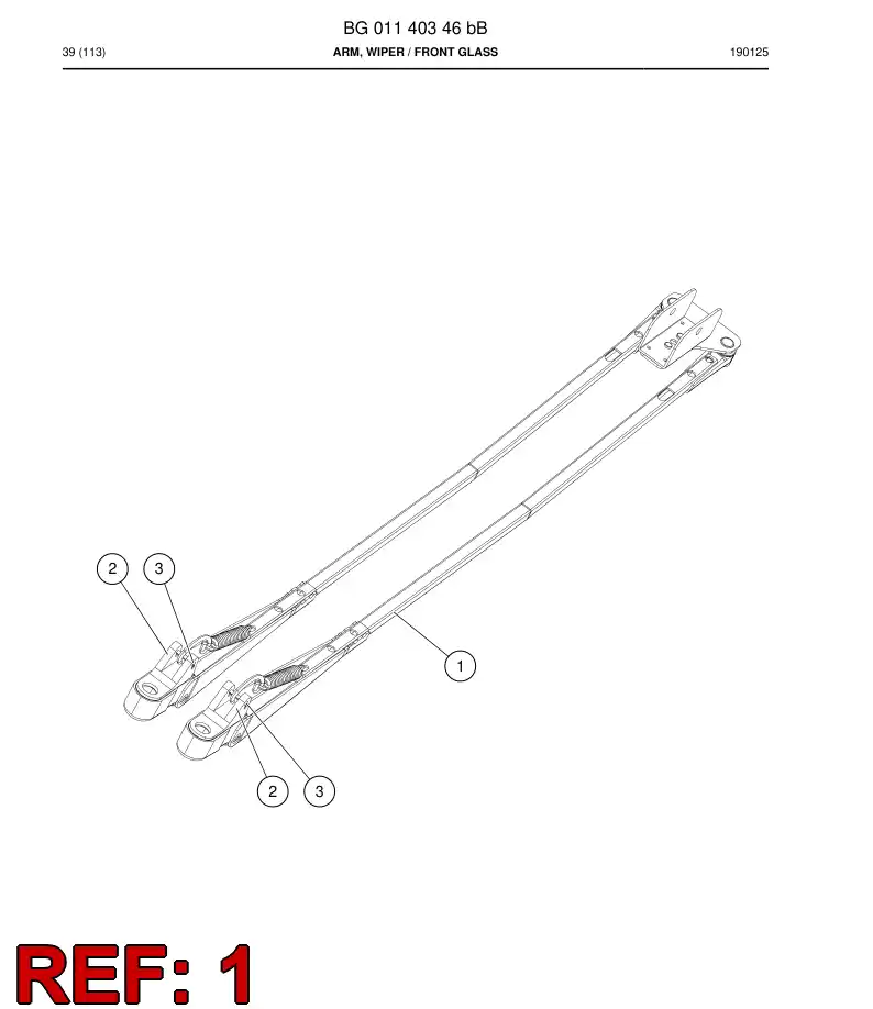 BG00514439a BG 005 144 39a Arm, Wiper - Sandvik Technical Drawing