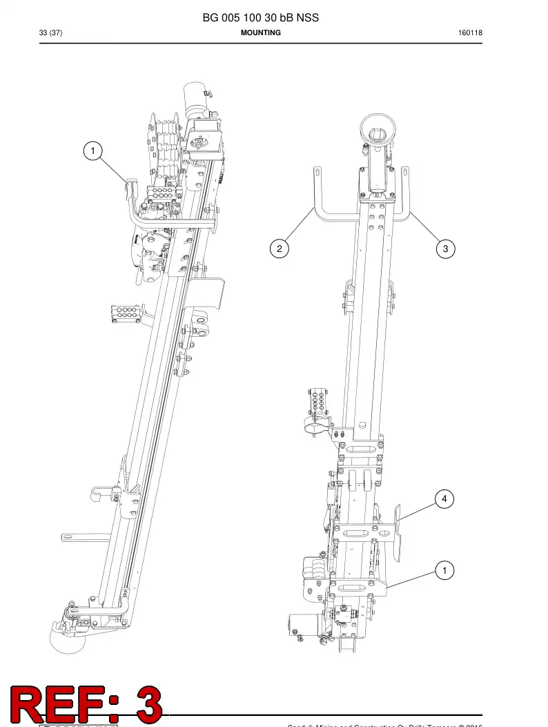 BG00515424a BG 005 154 24a Support, Guard - Sandvik Technical Drawing