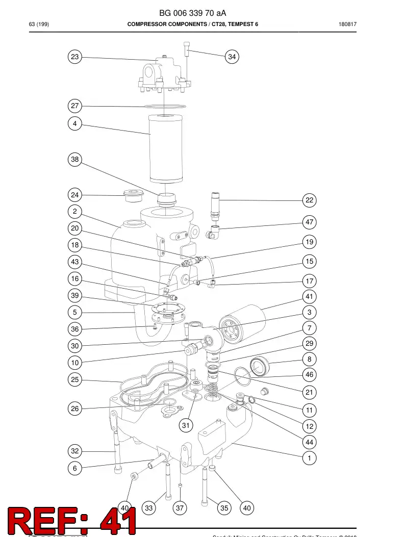 BG00516998a BG 005 169 98a Filter, Oil - Sandvik Technical Drawing