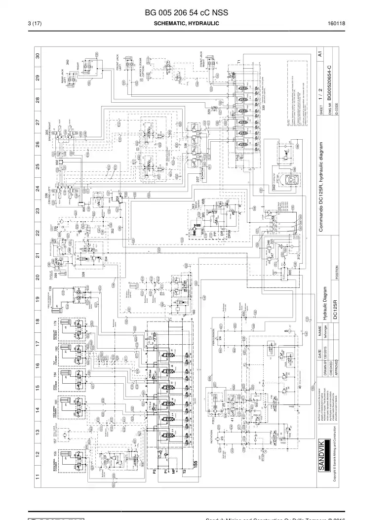 BG00520654c BG 005 206 54c Schematic, Hydraulic - Sandvik Technical Drawing