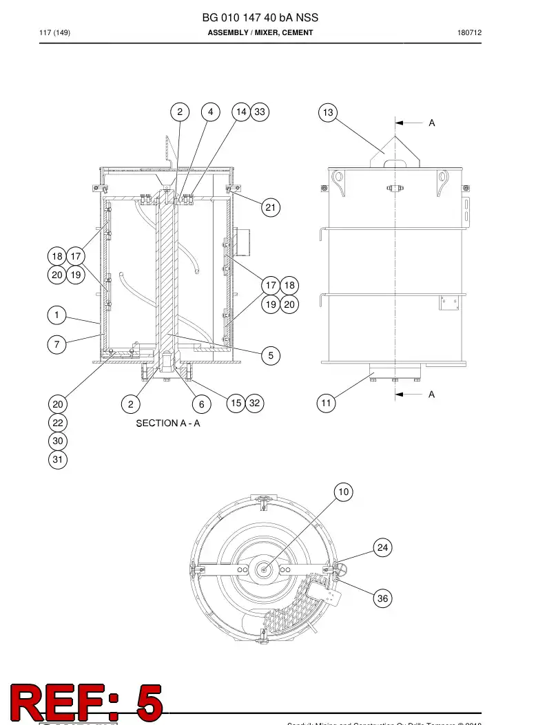 BG00521359a BG 005 213 59a Shaft - Sandvik Technical Drawing