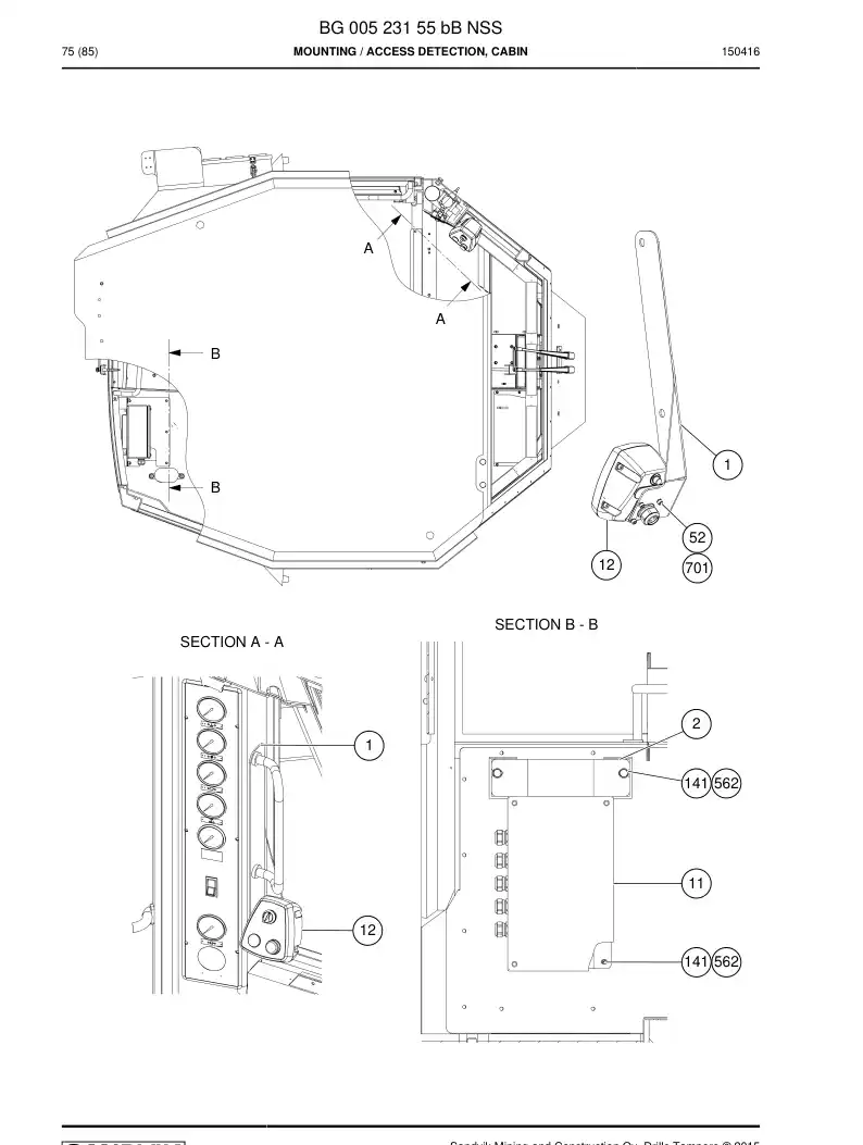 BG00523155b BG 005 231 55b Mounting - Sandvik Technical Drawing